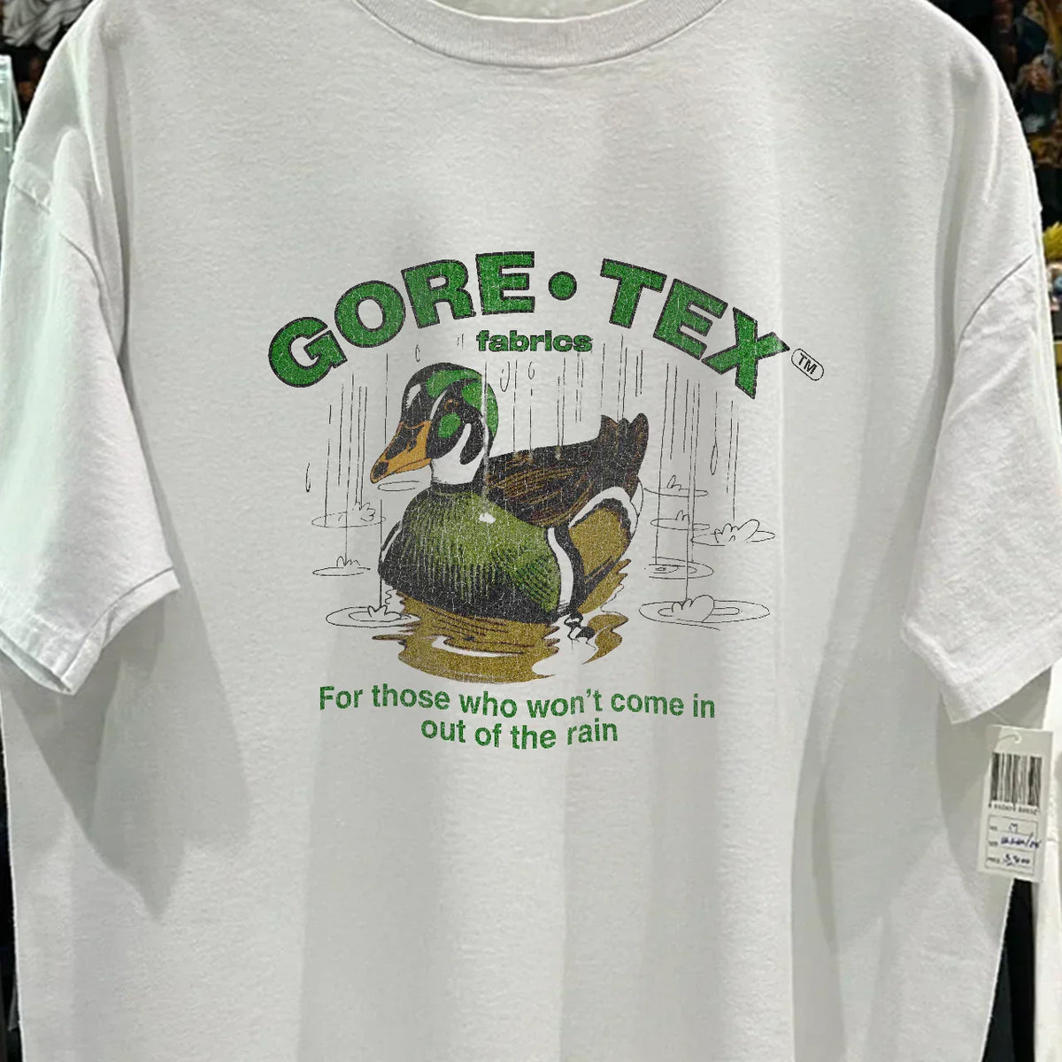 90s G0RE-TEX FABRICS PROMO RARE WASHED WHITE T-SHIRT