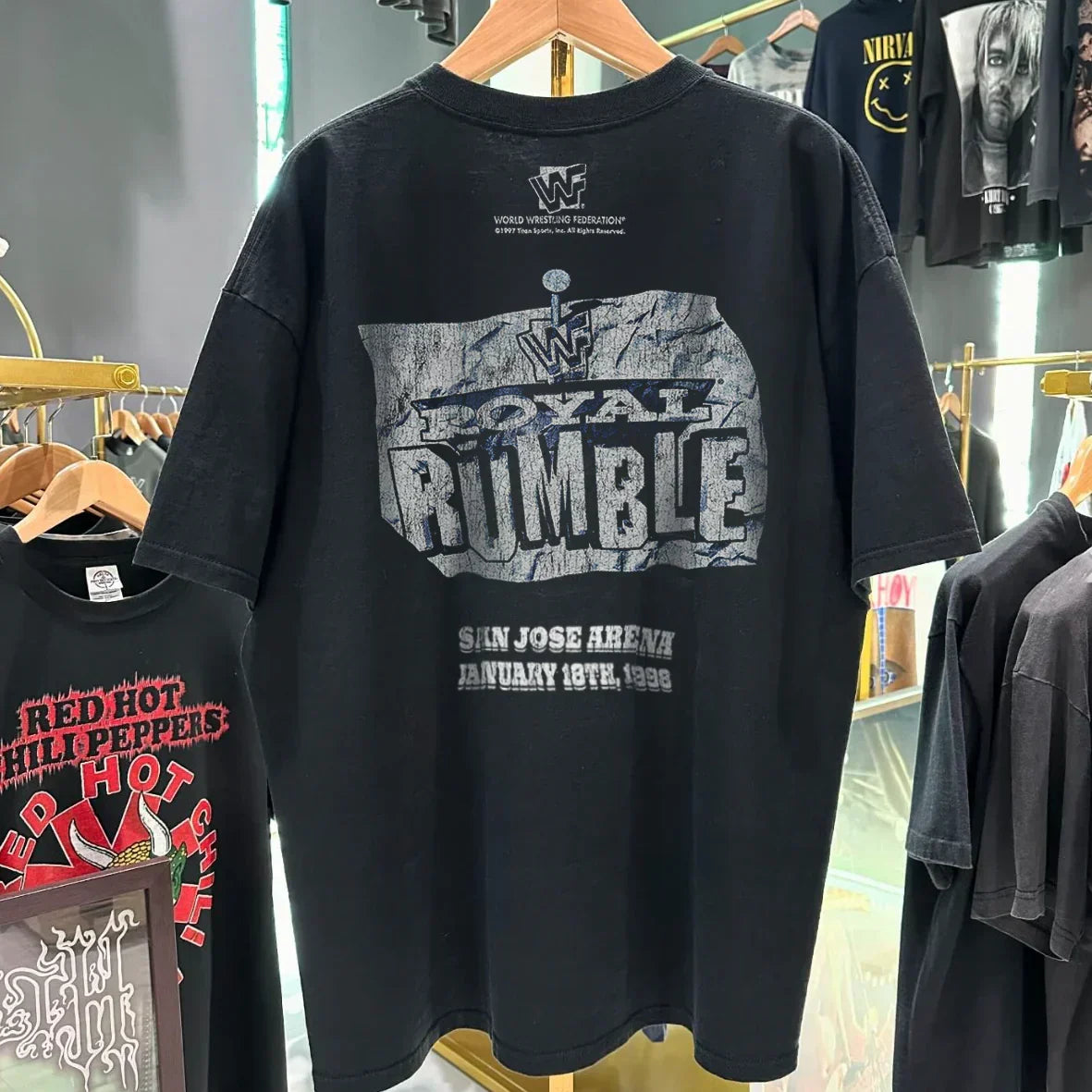 R0YAL RUMBLE 1998 PROMO VINTAGE WASHED BLACK T-SHIRT