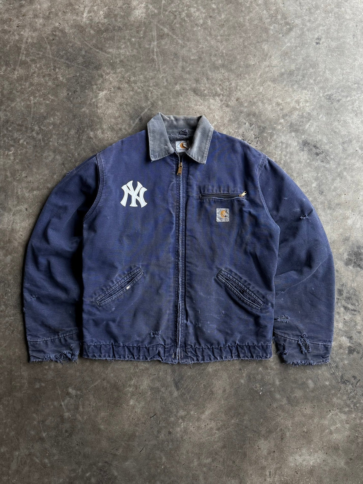 Vintage Distressed Navy Yankees Detroit Carhartt Jacket