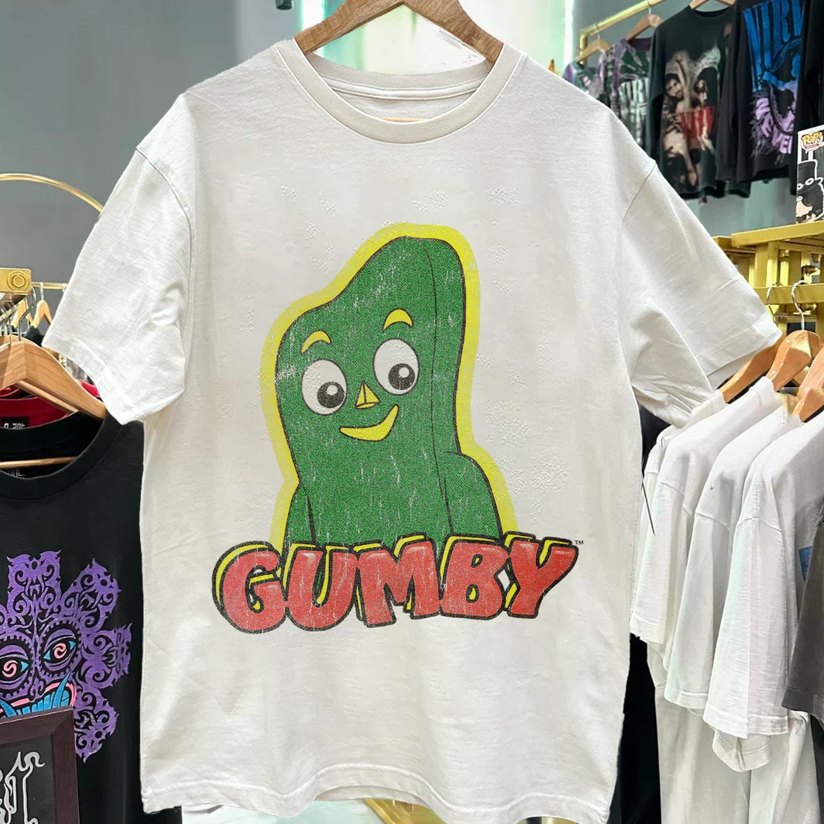 GUMBY 95 PROMO VINTAGE WASHED WHITE T-SHIRT